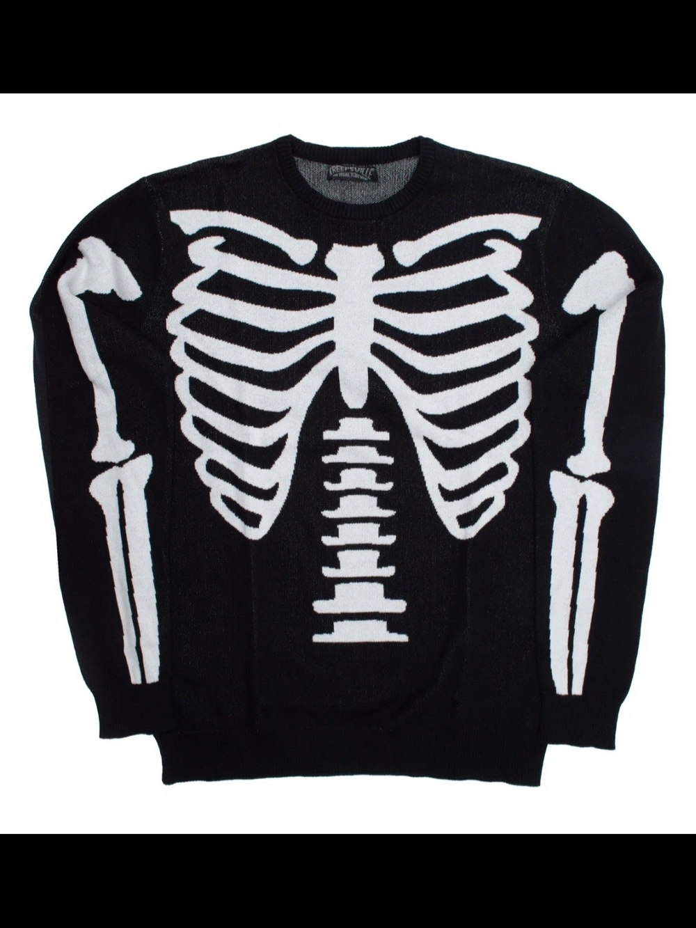 Kreepsville Ribcage Skeleton Bones Sweater Knit Black/white Size XL Unisex